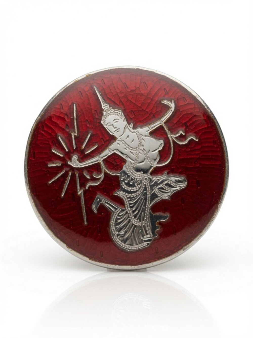 Siam Sterling Silver Red Enamel Vintage Brooch